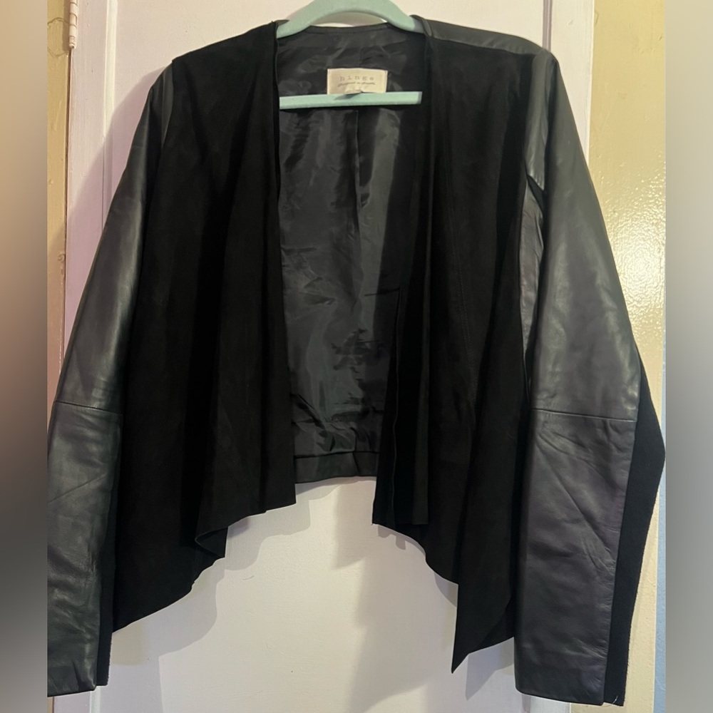 Hinge Leather Women's Black Drape Jacket - image 2